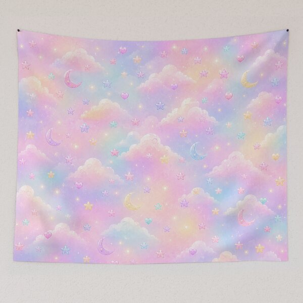 Item preview, Pastel Fantasy Sky – Cute Clouds, Moons & Stars for Kids designed and sold by HO•Designs.