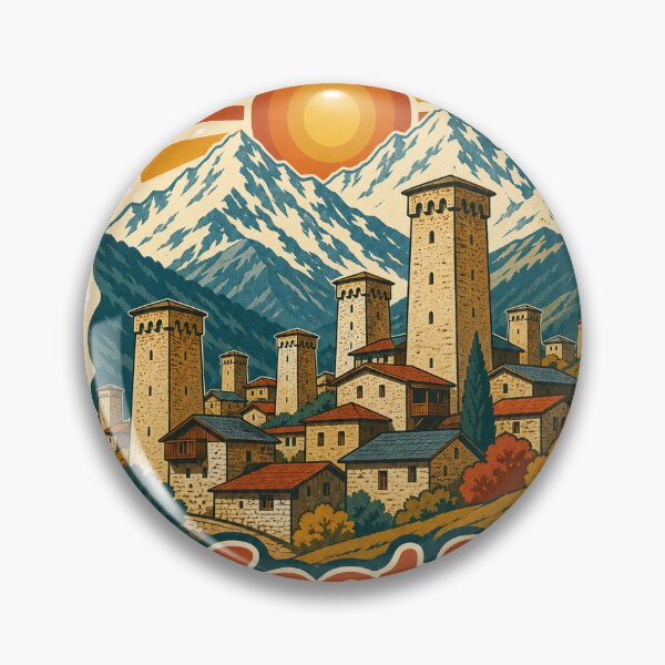 Item preview, Mestia Georgia Travel Souvenir - Retro Illustration designed and sold by VisualArtsOasis.