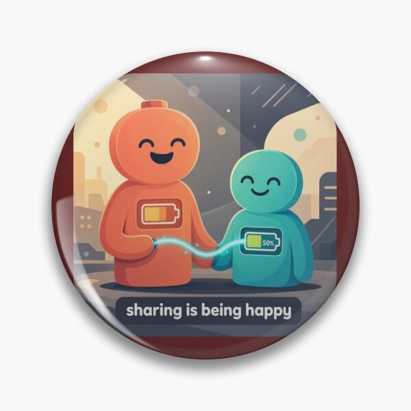 Item preview, Sharing is Being Happy Cute Battery Charging Art designed and sold by Breezes-of-Ida.