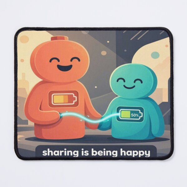 Item preview, Sharing is Being Happy Cute Battery Charging Art designed and sold by Breezes-of-Ida.