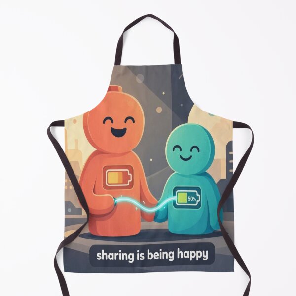 Item preview, Sharing is Being Happy Cute Battery Charging Art designed and sold by Breezes-of-Ida.