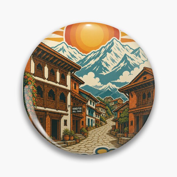 Item preview, Bandipur Nepal Travel Souvenir - Retro Illustration designed and sold by VisualArtsOasis.