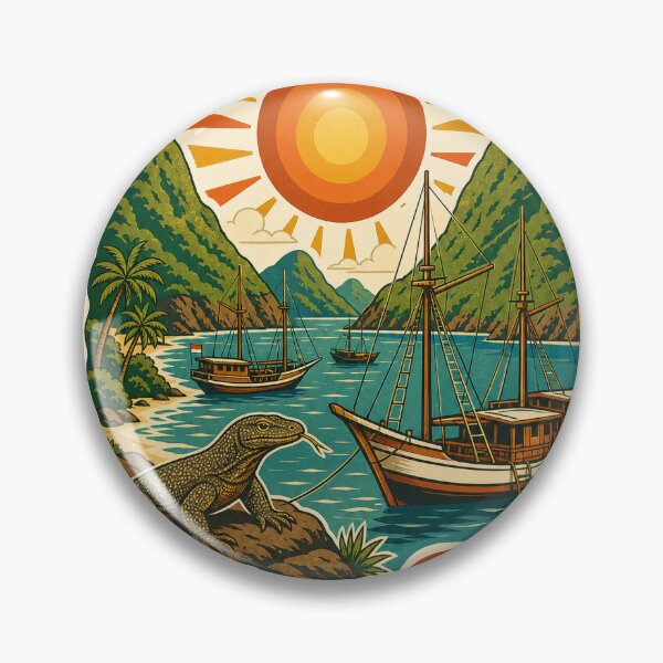 Item preview, Labuan Bajo Indonesia Travel Souvenir - Retro Illustration designed and sold by VisualArtsOasis.