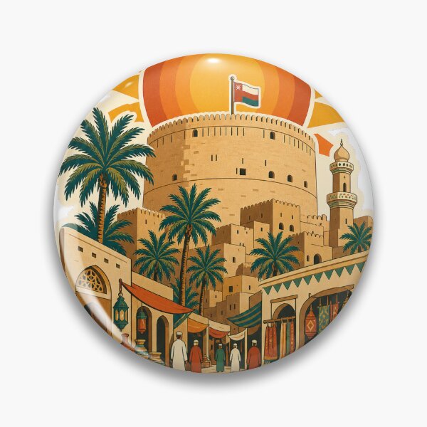 Item preview, Nizwa Oman Travel Souvenir - Retro Illustration designed and sold by VisualArtsOasis.