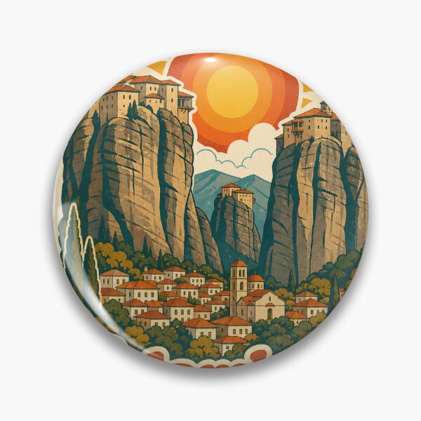 Item preview, Kalambaka Greece Travel Souvenir - Retro Illustration designed and sold by VisualArtsOasis.