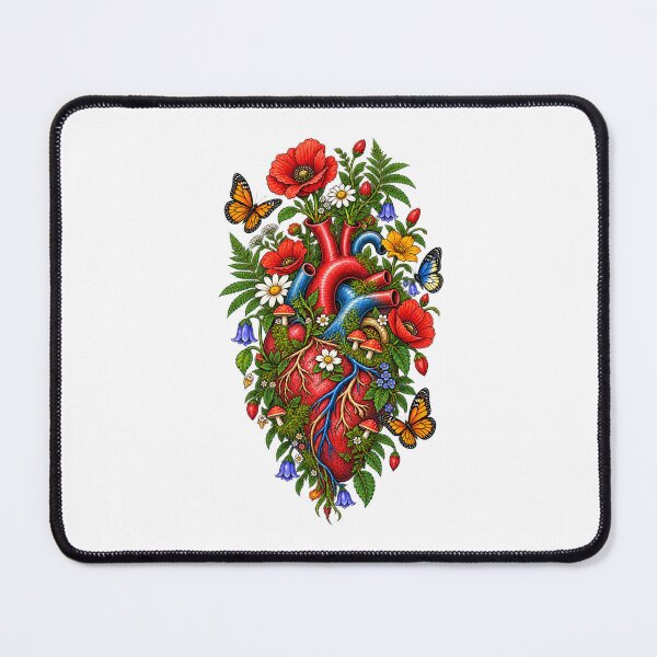 Item preview, Floral Anatomical Heart – Botanical Nature and Butterfly Flower Art designed and sold by MrDev.