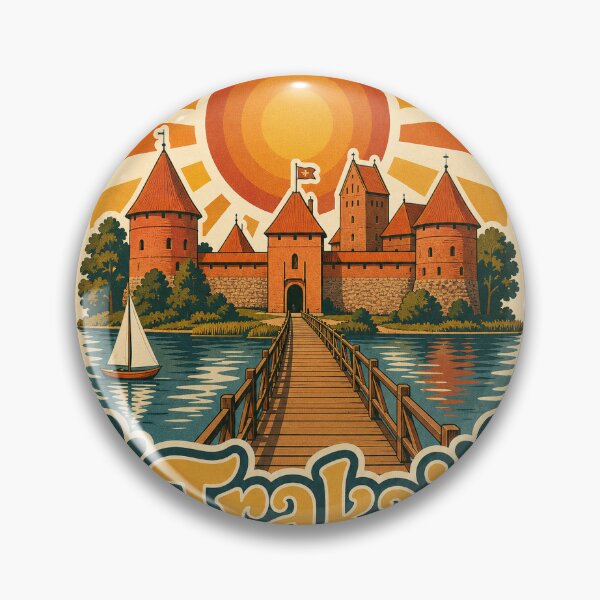 Item preview, Trakai Lithuania Travel Souvenir - Retro Illustration designed and sold by VisualArtsOasis.