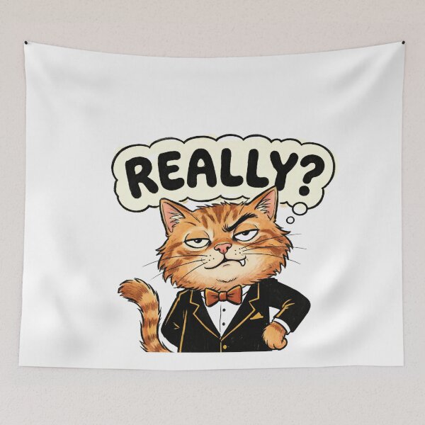 Item preview, Really Funny Skeptical Orange Cat Sarcastic Cat Meme designed and sold by Retro Whiskers.