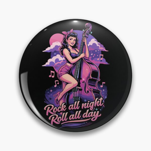 Item preview, Rockabilly Pin-Up Girl with Double Bass Design designed and sold by Pineapple-Tree.