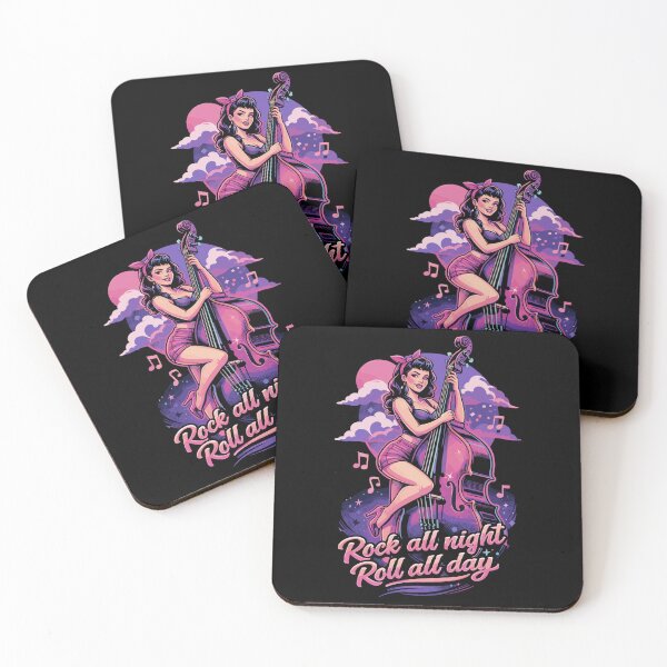 Item preview, Rockabilly Pin-Up Girl with Double Bass Design designed and sold by Pineapple-Tree.