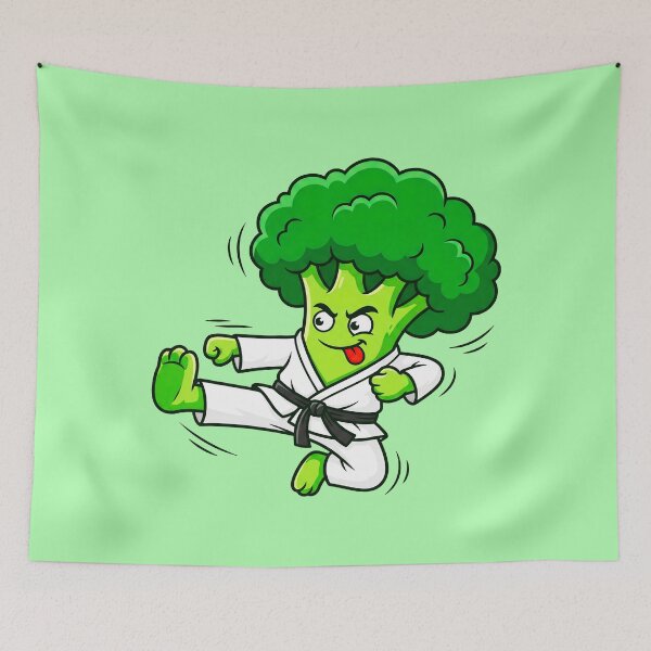 Item preview, Brocco Lee - Karate Kick Broccoli Character designed and sold by ThreadRiotTees.