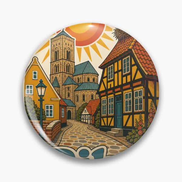 Item preview, Ribe Denmark Travel Souvenir - Retro Illustration designed and sold by VisualArtsOasis.