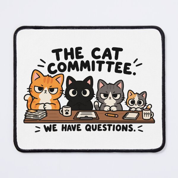 Item preview, The Cat Committee – Funny Cat Meeting Illustration designed and sold by MewMade.