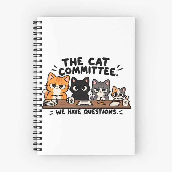 Item preview, The Cat Committee – Funny Cat Meeting Illustration designed and sold by MewMade.