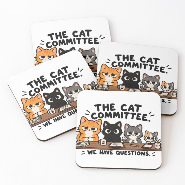 Item preview, The Cat Committee – Funny Cat Meeting Illustration designed and sold by MewMade.