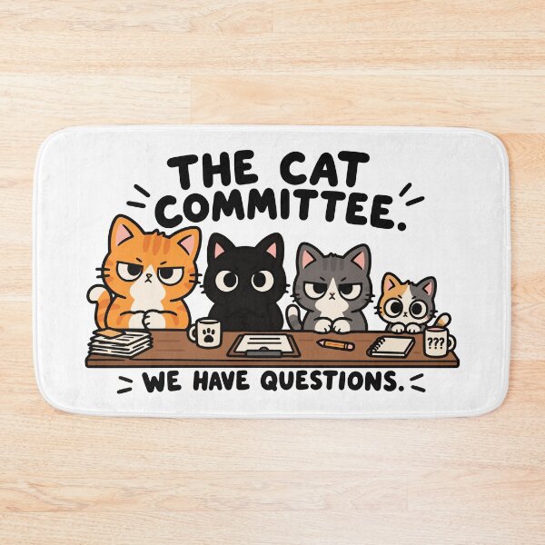 Item preview, The Cat Committee – Funny Cat Meeting Illustration designed and sold by MewMade.