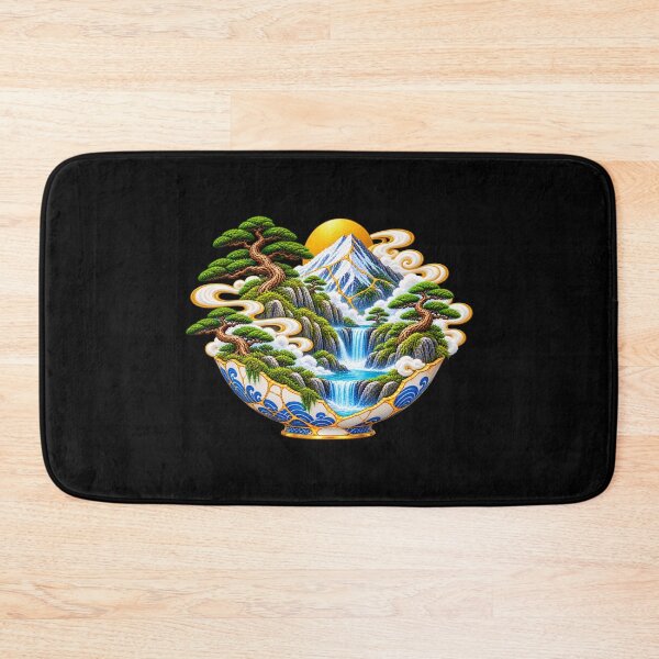 Item preview, Japanese Mountain Landscape – Bonsai Tree Waterfall and Sacred Nature Art designed and sold by MrDev.