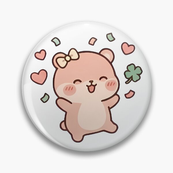 Item preview, Kawaii Cute Peachy Bear Confetti Hearts designed and sold by Cuddly-Critters.