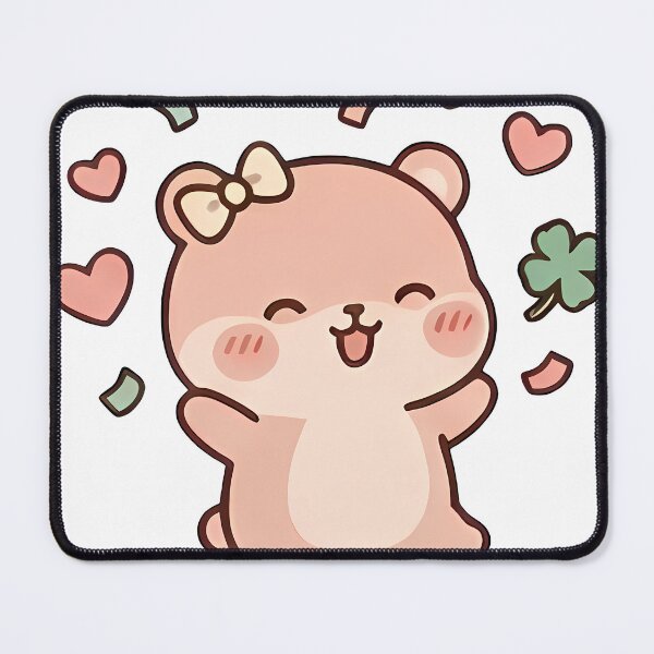 Item preview, Kawaii Cute Peachy Bear Confetti Hearts designed and sold by Cuddly-Critters.