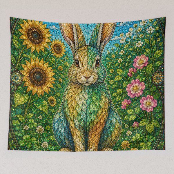 Item preview, The Summer Rabbit – Solar Messenger in Stained Glass designed and sold by Pixel Otaku Gallery.