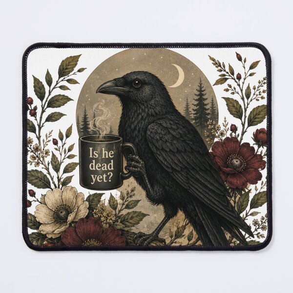 Item preview, Is He Dead Yet? Gothic Raven Mug - Funny Anti Trump Dark Humor designed and sold by Neurospicy Trolls.