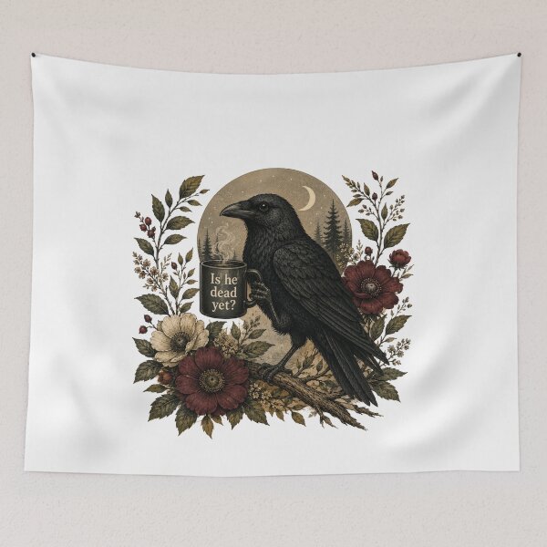 Item preview, Is He Dead Yet? Gothic Raven Mug - Funny Anti Trump Dark Humor designed and sold by Neurospicy Trolls.