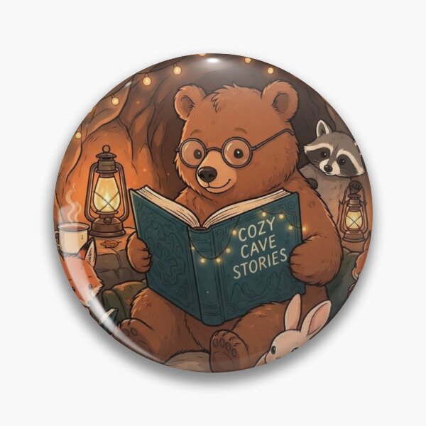 Item preview, Cozy Cave Stories - Cute Woodland Animals Reading Book Illustration designed and sold by BLUESKY11a.