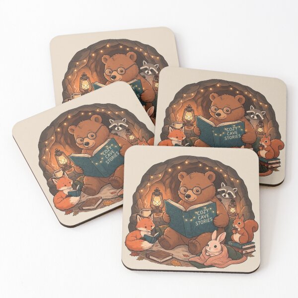 Item preview, Cozy Cave Stories - Cute Woodland Animals Reading Book Illustration designed and sold by BLUESKY11a.