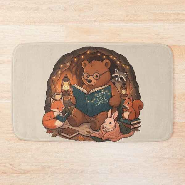 Item preview, Cozy Cave Stories - Cute Woodland Animals Reading Book Illustration designed and sold by BLUESKY11a.