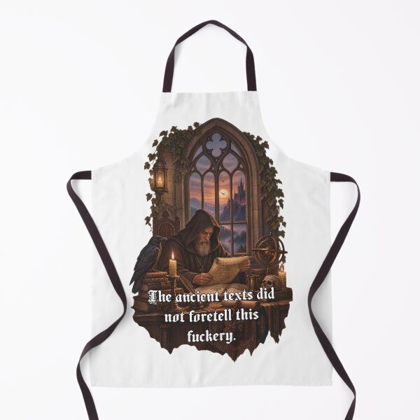 Item preview, The Ancient Texts Did Not Foretell This Fuckery - Funny Medieval Monk Gothic Meme designed and sold by Neurospicy Trolls.