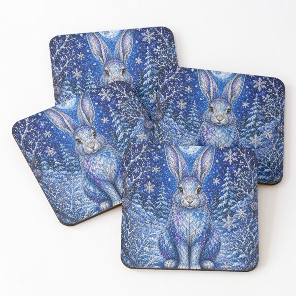 Item preview, The Winter Rabbit – Messenger of the Snows in stained glass designed and sold by Pixel Otaku Gallery.