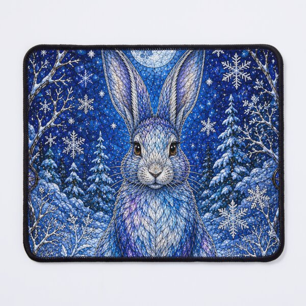Item preview, The Winter Rabbit – Messenger of the Snows in stained glass designed and sold by Pixel Otaku Gallery.