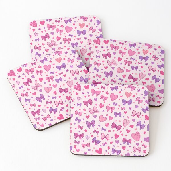 Item preview, Coquette Style Pink Purple Bow & Heart Pattern designed and sold by CamilasPrints.