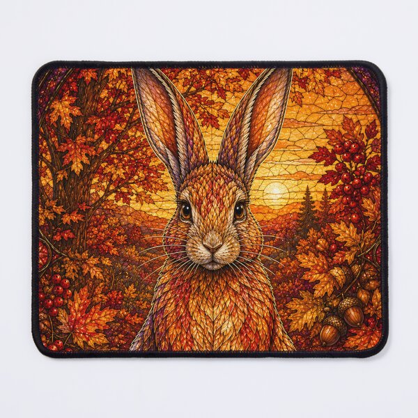 Item preview, The Autumn Rabbit – A flamboyant messenger in stained glass designed and sold by Pixel Otaku Gallery.