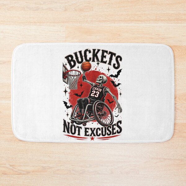 Item preview, Buckets Not Excuses - Wheelchair Basketball Skeleton Halloween designed and sold by Neurospicy Trolls.