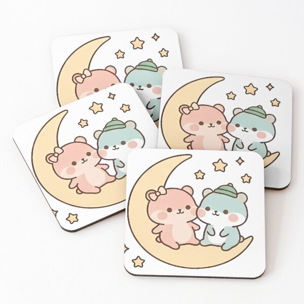 Item preview, Kawaii Cute Bears Sitting on Crescent Moon designed and sold by Cuddly-Critters.