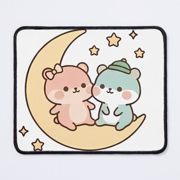 Item preview, Kawaii Cute Bears Sitting on Crescent Moon designed and sold by Cuddly-Critters.