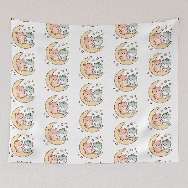 Item preview, Kawaii Cute Bears Sitting on Crescent Moon designed and sold by Cuddly-Critters.