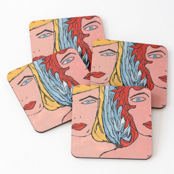 Item preview, Hermanas de Carmesí y Oro – Retrato doble expresionista designed and sold by Dwaalhaas.com.