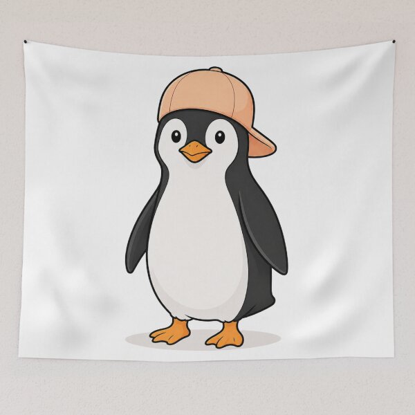 Item preview, Pepe the Penguin – Cute Penguin with Pastel Orange Cap designed and sold by LittleGinnyArt.