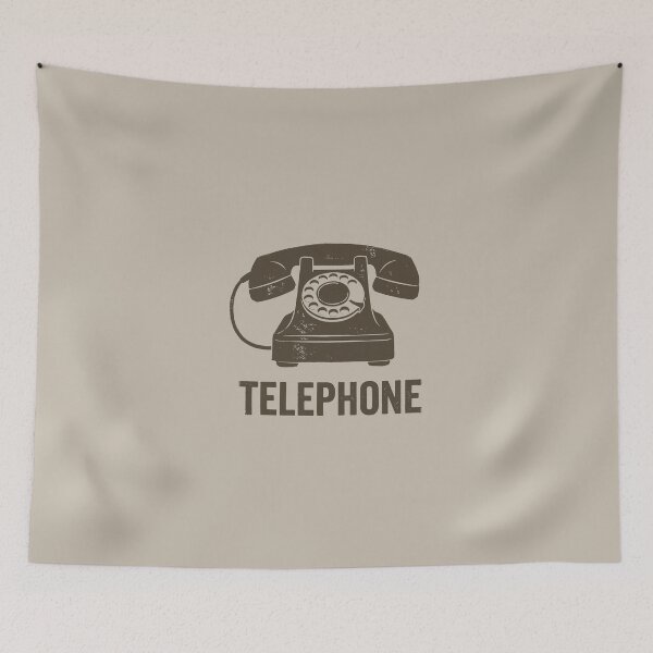 Item preview, Vintage Rotary Telephone Retro 70s Tech Woodcut Linocut Art designed and sold by KiwiRider.