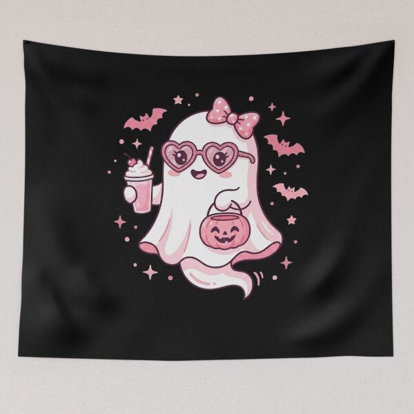 Item preview, Cute Pink Ghost Halloween Bow Heart Glasses Spooky designed and sold by w66aboo.