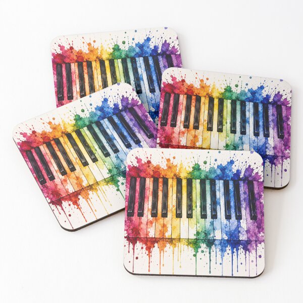 Artikelvorschau, Aquarell-Klaviertasten – Farbenfrohe Musikkunst entworfen und verkauft von GrafiXT.