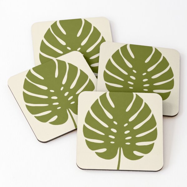 Item preview, Monstera Leaf Silhouette | Minimalist Olive Green Wall Art designed and sold by Zaramodo.
