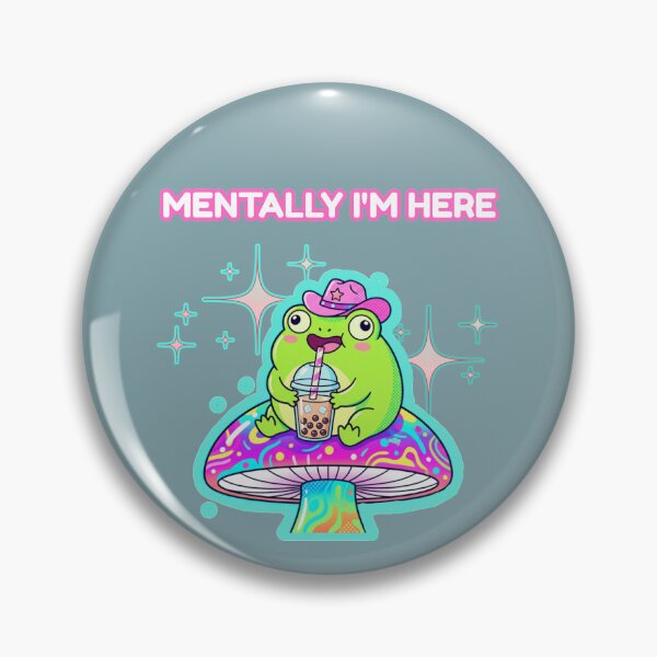 Item preview, Mentally I'm Here Frog Drinking Boba on Mushroom designed and sold by DNBY.