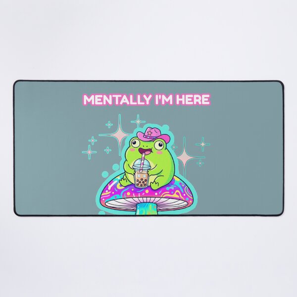 Item preview, Mentally I'm Here Frog Drinking Boba on Mushroom designed and sold by DNBY.