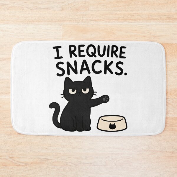 Item preview, Black Cat Waiting for Snacks – Funny Hungry Cat Illustration designed and sold by MewMade.