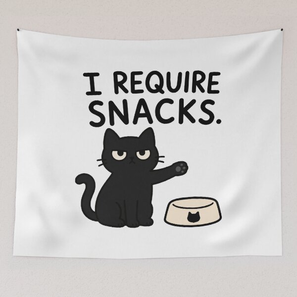 Item preview, Black Cat Waiting for Snacks – Funny Hungry Cat Illustration designed and sold by MewMade.