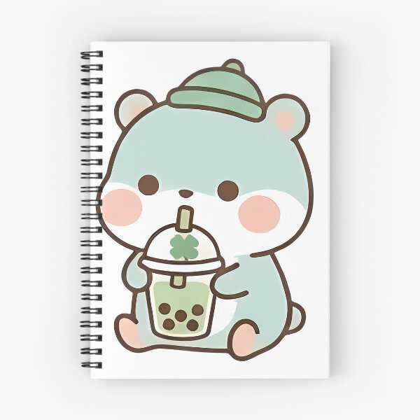 Item preview, Kawaii Cute Mint Bear Drinking Boba Tea designed and sold by Cuddly-Critters.