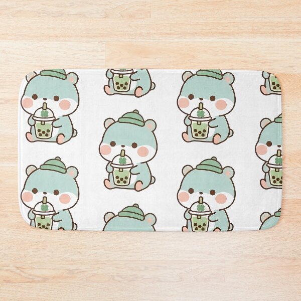 Item preview, Kawaii Cute Mint Bear Drinking Boba Tea designed and sold by Cuddly-Critters.